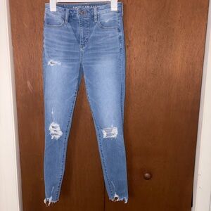 American Eagle Outfitters Blue “The Dream Jean” Super High Rise Jegging Size 4